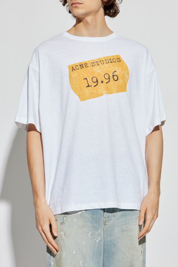 Biały T-shirt z logo Acne Studios - Vitkac Polska
